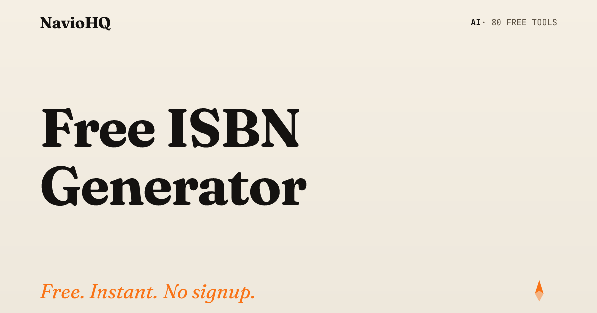 Free ISBN Generator - Valid ISBN-13 and ISBN-10 in Bulk | NavioHQ